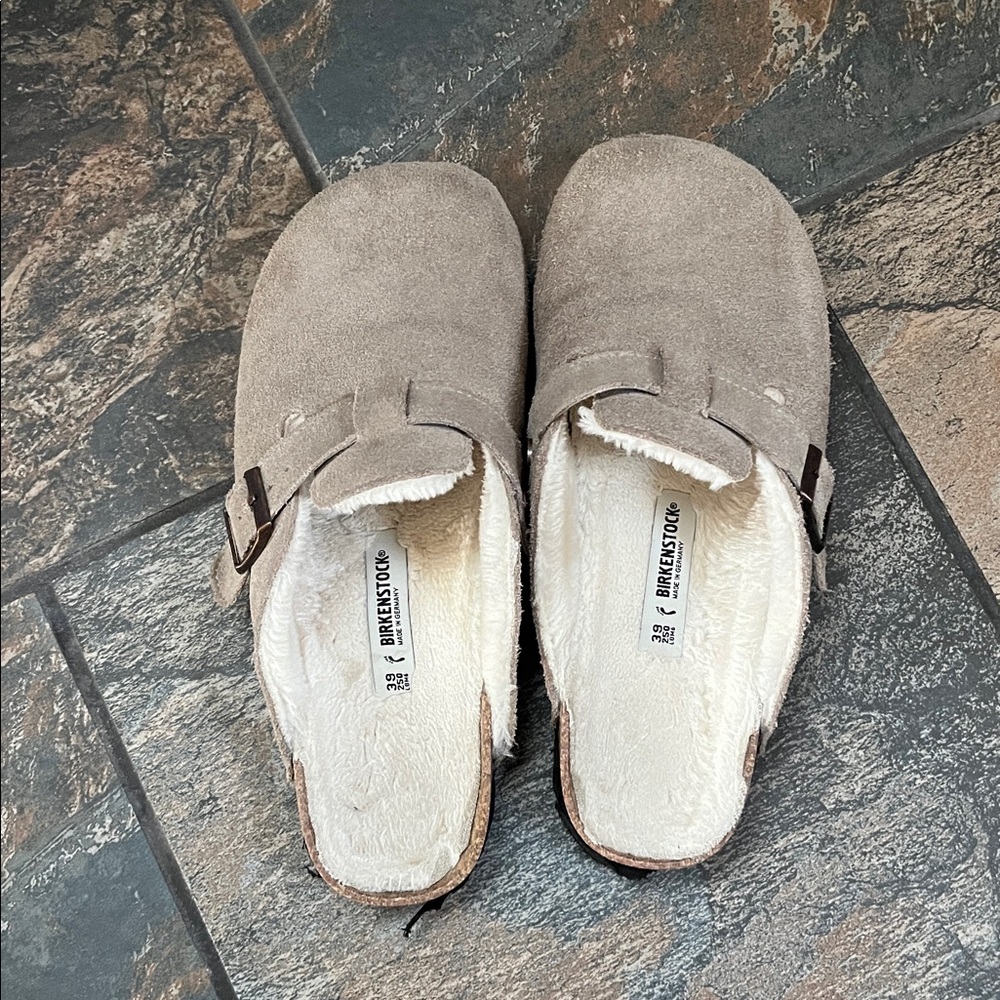 Birkenstock Brown Suede Mules Fuzzy